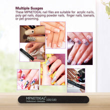 Load image into Gallery viewer, MPNETDEAL Nail Files 100 180 Grit for Poly Nail Extension Gel Acrylic Nails Files Double Sided Black Washable Optional 10 Pack Nail File Set Manicure Tools

