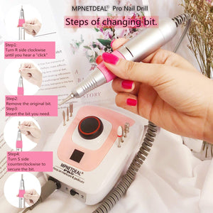 Sale-US plug-MPNETDEAL Pro Efile Nail Drill Machine 35,000rpm with LED Digital Display for Acrylic Nails Professional Manicure Drill Remove Nail Gel Polish Extension Gel Gift for Women Home and Salon Use