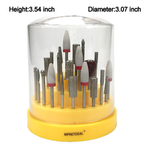 Mpnetdeal Nail Drill Bits Holder with Dust Proof Cover 48 Big Holes Storage Stand Displayer Container Organizer Box Case, Acrylic Nails Necessary Tools for Home Use or Nail Salon(Yellow)