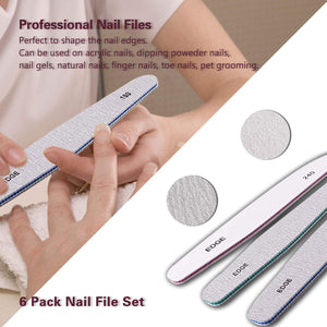 MPNETDEAL 6pcs Professional Nail Files Emery Borad Mix Grit 100 150 180 240 220 4000