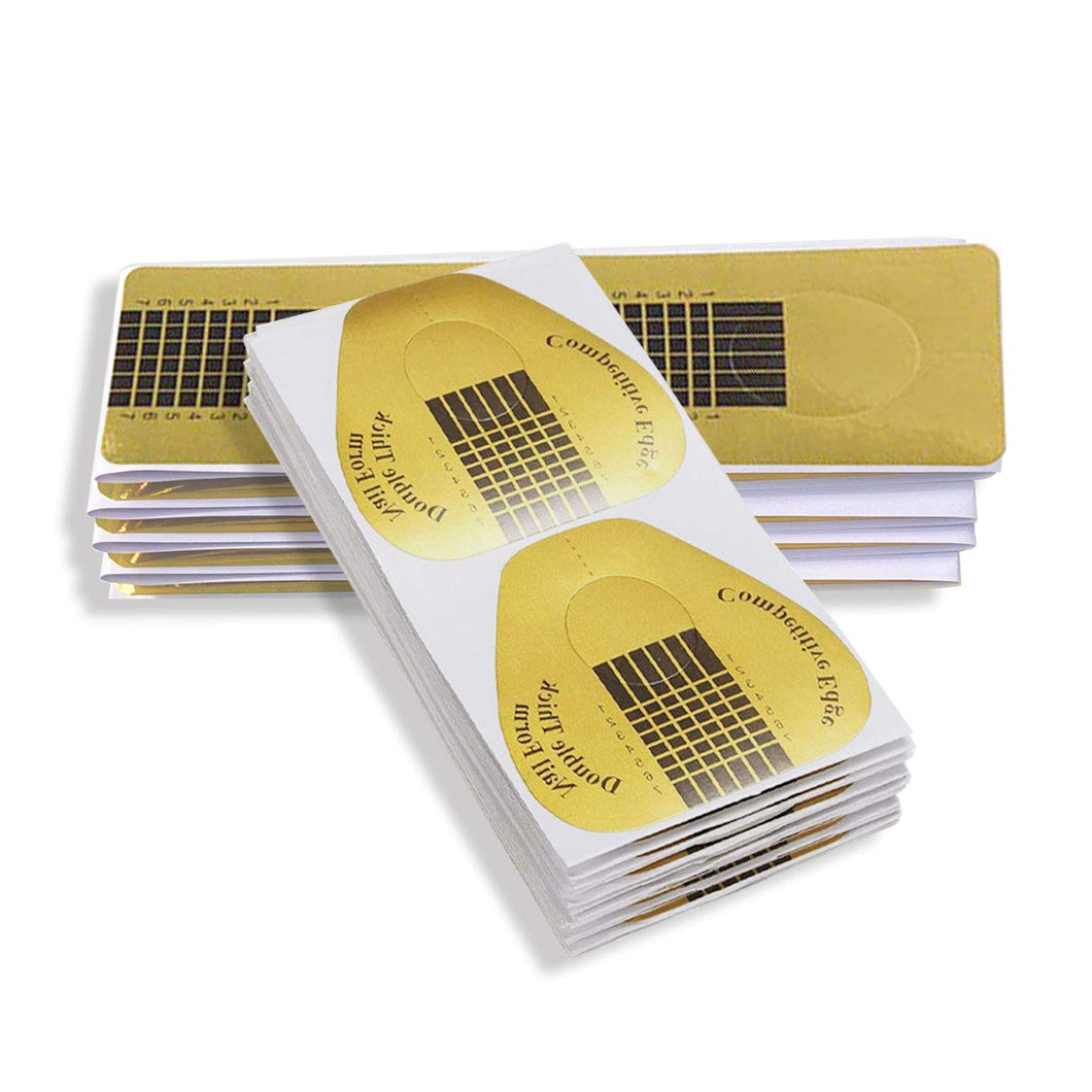 200 Pcs Nail Extension Tips Form Guide Stickers Horseshoe-Shaped and Rectangle-Shaped