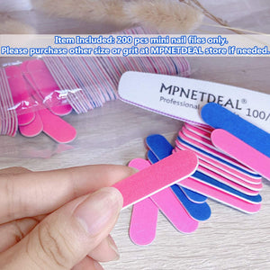 MPNETDEAL 200 Pack Mini Nail Files Disposable Emery Board Bulk
