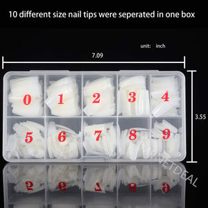 500Pcs French False Nail Tips Fake Half Cover Artificial Acrylic Nails Extension Tips with Storage Box 10 Size for Nail Salon or Home Use by MPNETDEAL (Natural)