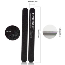 Load image into Gallery viewer, MPNETDEAL Nail Files 100 180 Grit for Poly Nail Extension Gel Acrylic Nails Files Double Sided Black Washable Optional 10 Pack Nail File Set Manicure Tools
