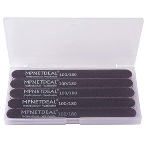 MPNETDEAL Nail Files 100 180 Grit for Poly Nail Extension Gel Acrylic Nails Files Double Sided Black Washable Optional 10 Pack Nail File Set Manicure Tools