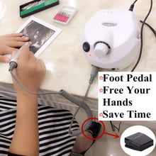 Load image into Gallery viewer, MPNETDEAL US-Plug-MPNETDEAL Electric nail buffers Electric Nail Drill File Professional E-File 30000RPM Tools for Acrylics Nails Natural Nails with Foot Pedal Ideal for Hands and Feet At Home use Nail Salon (White)
