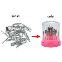 Load image into Gallery viewer, Mpnetdeal Nail Drill Bits Holder with Dust Proof Cover 48 Big Holes Storage Stand Displayer Container Organizer Box Case, Acrylic Nails Necessary Tools for Home Use or Nail Salon (Pink)
