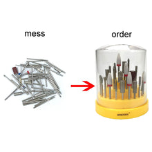 Load image into Gallery viewer, Mpnetdeal Nail Drill Bits Holder with Dust Proof Cover 48 Big Holes Storage Stand Displayer Container Organizer Box Case, Acrylic Nails Necessary Tools for Home Use or Nail Salon(Yellow)
