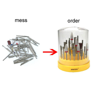 Mpnetdeal Nail Drill Bits Holder with Dust Proof Cover 48 Big Holes Storage Stand Displayer Container Organizer Box Case, Acrylic Nails Necessary Tools for Home Use or Nail Salon(Yellow)