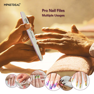 12 Pack Professional Nail Files Washable Emery Board Buffer 100/180 Mixed Grit for Acrylic Nails