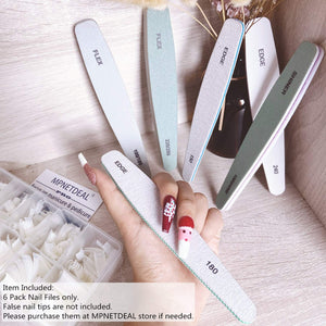 MPNETDEAL 6pcs Professional Nail Files Emery Borad Mix Grit 100 150 180 240 220 4000