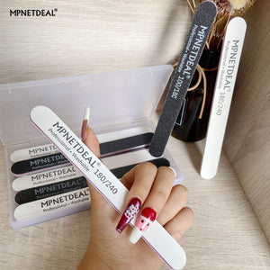 MPNETDEAL Nail Files 180 240 Grit for Poly Nail Extension Gel Acrylic Nails Files Double Sided Black Washable Optional 10  Pack Nail File Set Manicure Tools