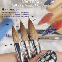 Load image into Gallery viewer, Acrylic Nail Brush for Acrylic Powder Manicure Pedicure Kolinsky Sable Acrylic Nails Round Nail Art Brush with red wood handle #Size 8 10 12
